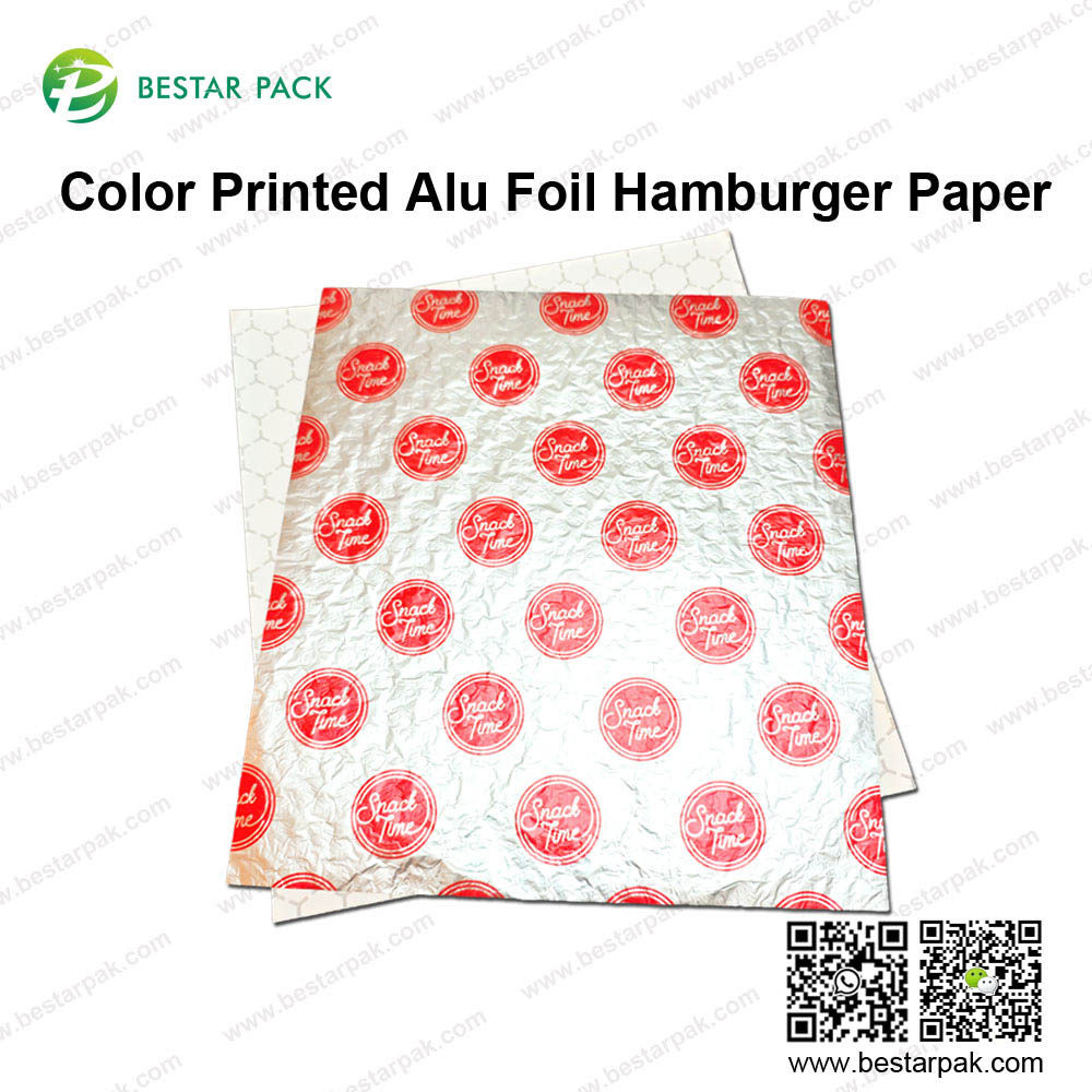Papel de hamburguesa de alu de alu impreso en color